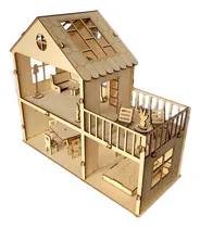 Comprar Casita De Muñecas Madera Fibro Facil + 30 Muebles + Regalos 