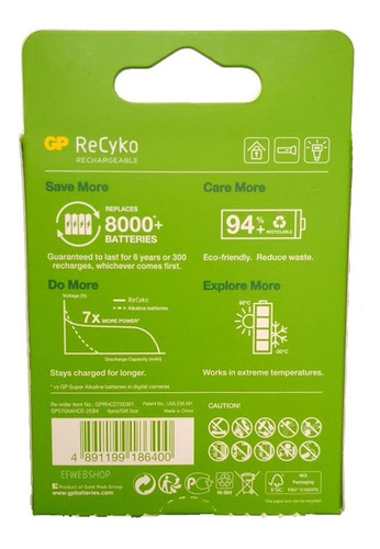 Imagem 2 de 3 de Pilha Recarregável Aa Gp Professional 2700mah Com 4 Unidades