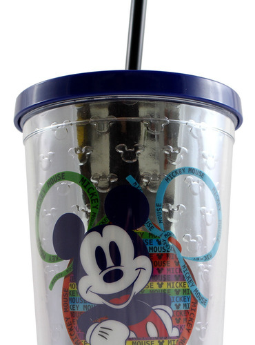 Imagem 3 de 4 de Copo Com Canudo Texturizado Mickey 90 Anos 650ml