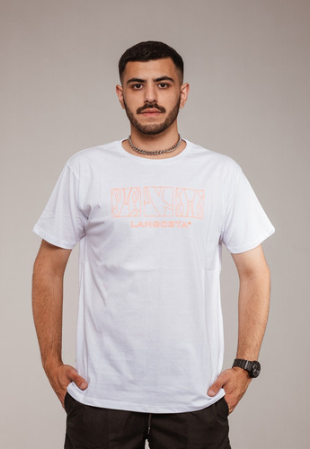 Remera Hombre Algodon Blanco Cuadros Langosta Full