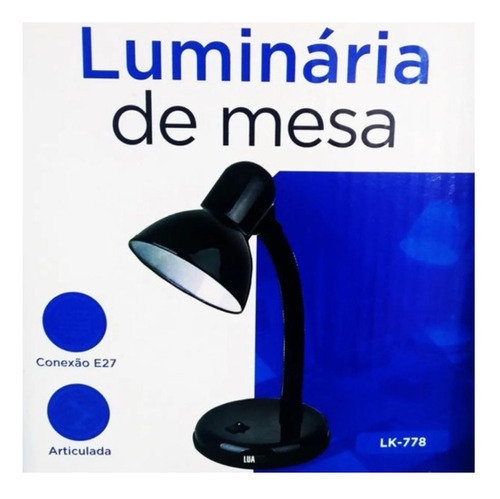 Luminária De Mesa Lk-778 Preta