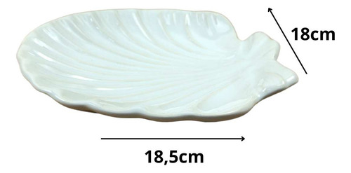 Prato Sobremesa Ocean Branco Perola Cerâmica Scalla 4 Un. Cor Branco - Perola Formato Concha