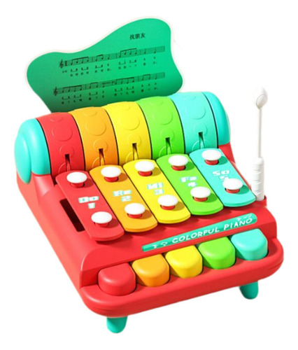Xilófono Para Bebé, Piano, Juguete, 5 Claves Rojo