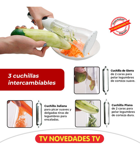 Fácil Práctico Pelador De 3 Cuchillas Con Deposito Xpertpeel