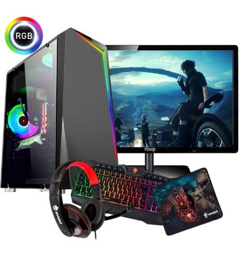 Pc Completo Gamer Monitor Lcd! + 30 Jogos! Promoção!