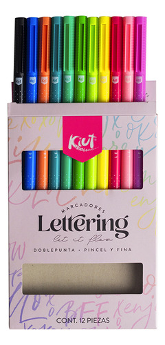 Marcadores Kiut Kit 12 Colores Surtidos Lettering