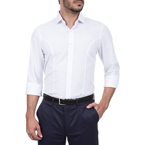 Camisa Social Masculina Slim Branca Lisa Colombo