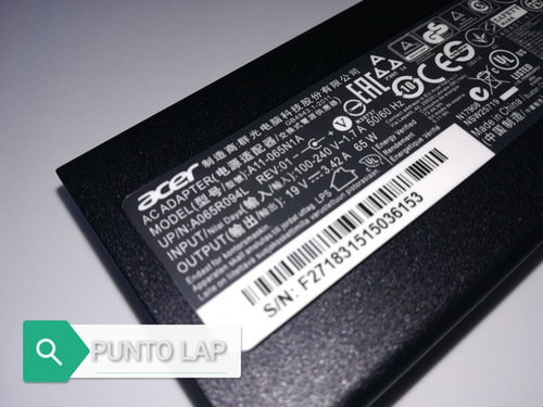 Cargador Acer 19v 3.42a ( 3.0*1.0mm ) 