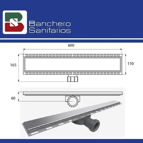 Desagüe Lineal 60 Cm Abs Rejilla Acero Inox Ideal P