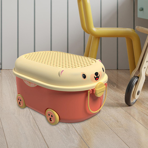 Caja De Almacenamiento De Juguetes Con Ruedas, Rosa