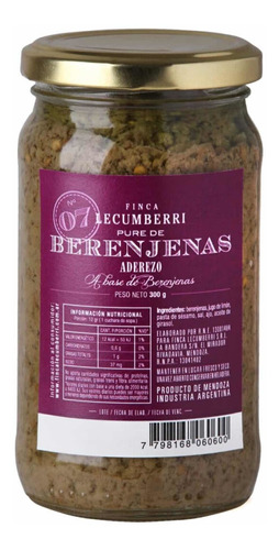 Pure De Berenjena / Garbanzos X 300 Gr