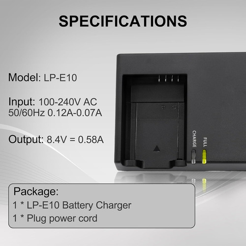 Cargador Canon Lc-e10c, Compatible T5, T6, T7 Dslr Lpe10