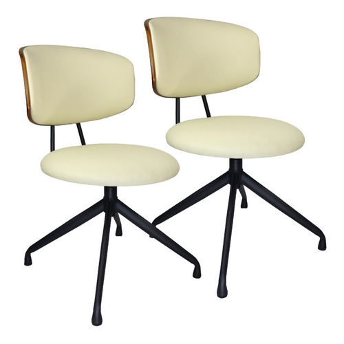 Set 2 Sillas Decorativa Crema Comedor Eames Giratoria Msi