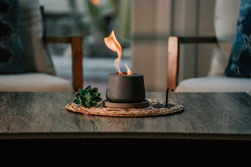 Fogata De Mesa De Hormigón Con Base Gris Claro De 6 Pulgadas