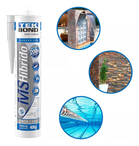 Cola Mármore Pedras Suporta 200kg A Cada 10cm-tek Bond Cinza