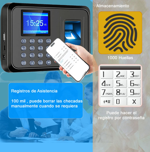Reloj Checador Huella Biométrico Digital Memoria Internet Dongwei