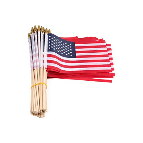 Paquete De 12 Banderas Pequeñas De Estados Unidos Palo...