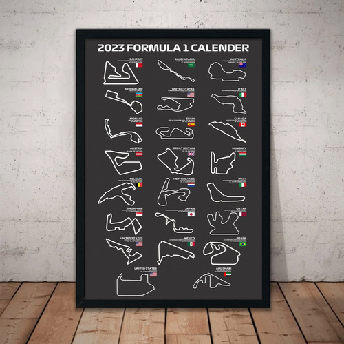 Cuadro Circuito 2023 Formula 1 51x36 Madera Vidrio Poster F1