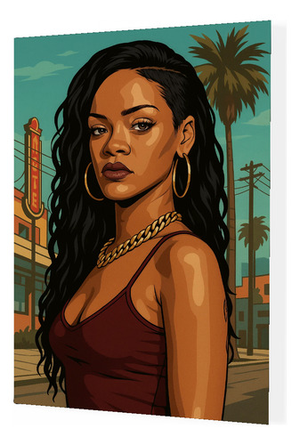 Cuadro Moderno Mural Rihanna Retrato Icónico Urbano Full Hd