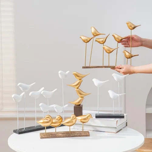 Anding Escultura Pájaro Dorado A51521 Decoración Mmg