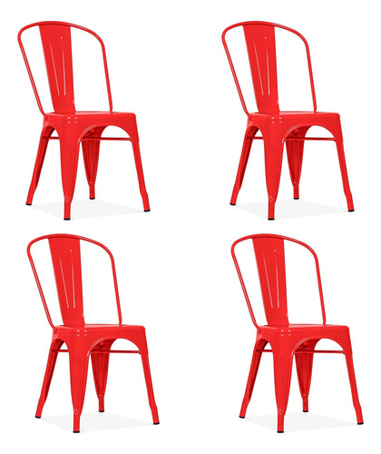 Silla Roja Metal Tolix Promo X 4 Apilables Las Más Fuertes 