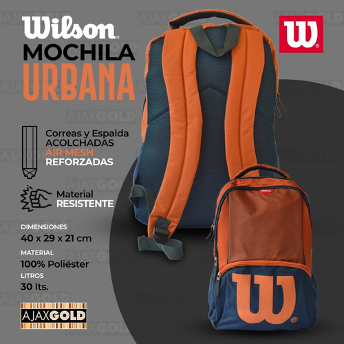 Imagen 7 de 9 de Mochila Wilson Urbana Deportes Reforzada Gym Porta Notebook
