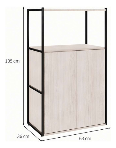 Estante Shelf 2 Pt Carvalho Berlin E Preta 105 Cm Cor Marrom-claro