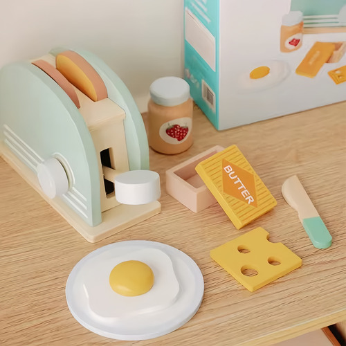 Conjunto De Brinquedos Para Máquina De Pão De Madeira De Sim