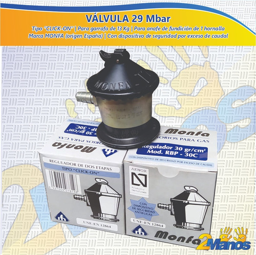 Imagen 5 de 9 de Válvula 29 Mbar Para Garrafa 13 Kg Nueva Monfa España Oferta