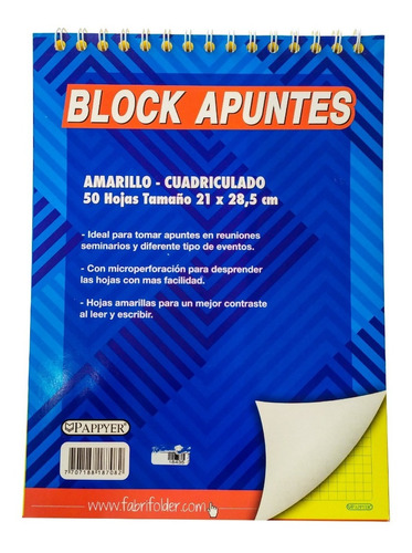 Block Argollado Amarillo Carta Cuad. 06204-502 Fabrifolder