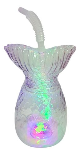 20 Vaso Cola De Sirena Con Luz Led Temática Fiesta Sirena Transparente