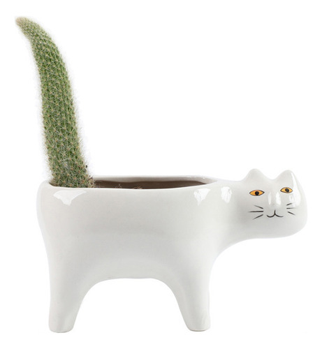 (w)for Cat Flowerpot Succulent Planter With Drainage Ceramic