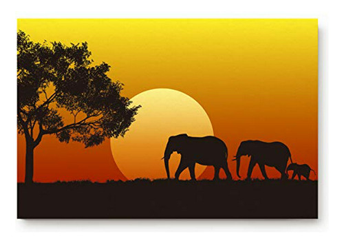 Tapete Elefantes Africanos Puesta De Sol Safari 45x75 Cm