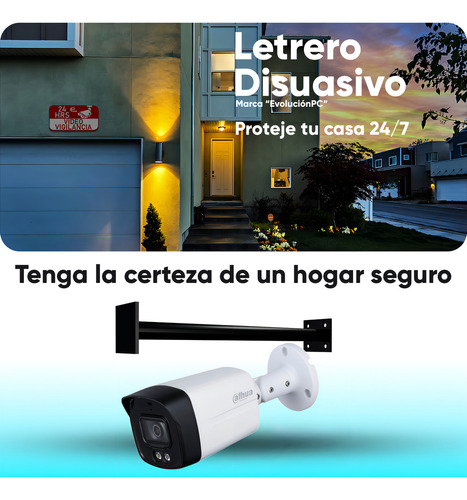 Dahua Cámara Bullet Hfw1209tlmn-plus-ares Con Brazo Metálico Y Letrero Disuasivo Full Color De 2 Mp 1080p 2.8mm 108 Grados De Apertura Microfono Integrado Led 40mts Dwdr Ip67 Hfw1209tlmn Metalica