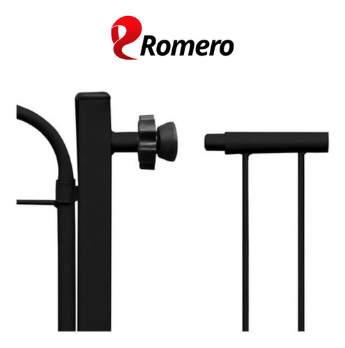 Portão Pet Grade Segurança Cães Bebês Largo 69 A 84cm C/ Extensor 10cm Preto Romero