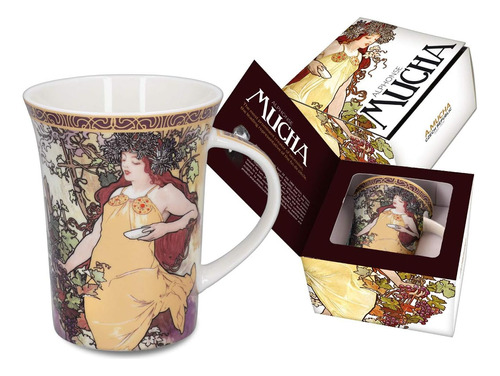 Carmani Taza De Té Y Café De 12 Oz, Taza Decorativa A.mucha 