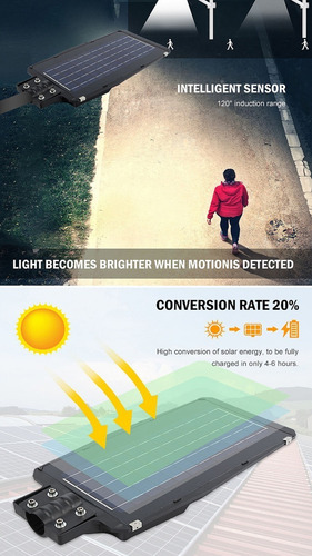 Imagen 8 de 9 de Luz Exterior Foco Solar 100w Alta Eficiencia Sensor+control