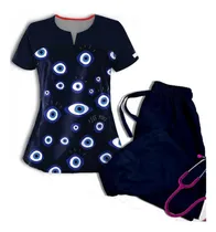 Comprar Uniforme Medico Anti Fluido Estampado Ojos Turcos