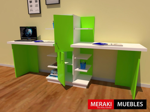 Escritorio Juvenil Doble Biblioteca Organizador Moderno