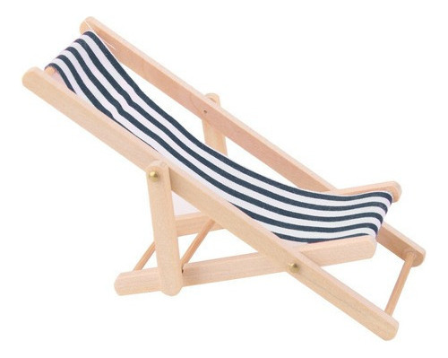 Silla De Playa De Madera Azul+blanco Q1