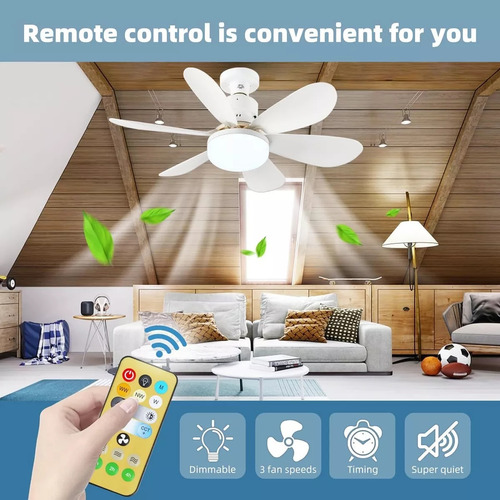 2 Set Ventilador De Techo Con Luz, E27 Ventiladores Mayoreo