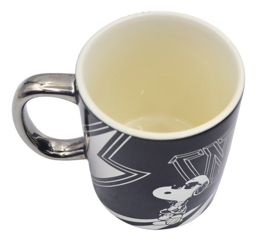 Taza Tarro 520 Ml Porcelana Metálica Snoopy Peanuts Licencia Negro_metalico Snoopy Met