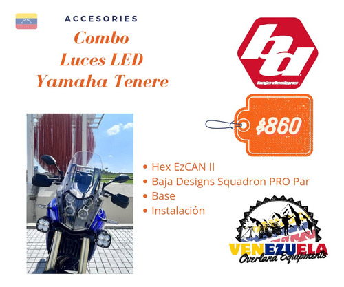 Combo Luces Led Baja Design Con Hex Ezcan Ii Yamaha Tenere