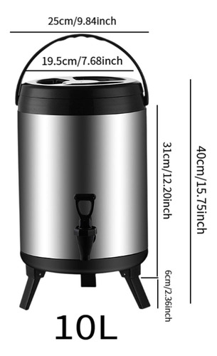 Barril Aislado De Acero Inoxidable, Dispensador De Té 10l