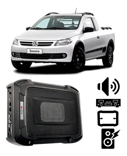 Caixa Slim Vw Saveiro G5 2008 A 2012 350w Rms Amplificada