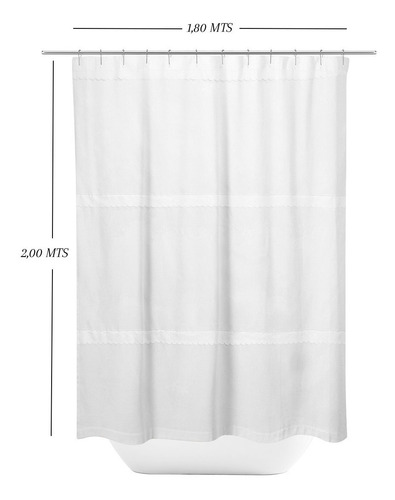 Imagen 2 de 4 de Cortina De Baño Tela 2.00 Metros De Alto, Diseño Artesanal