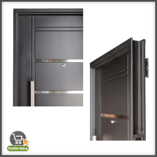 Imagen 3 de 10 de Puerta Inyectada Doble Chapa 80x2 Barral Aluminio Curvo 75cm