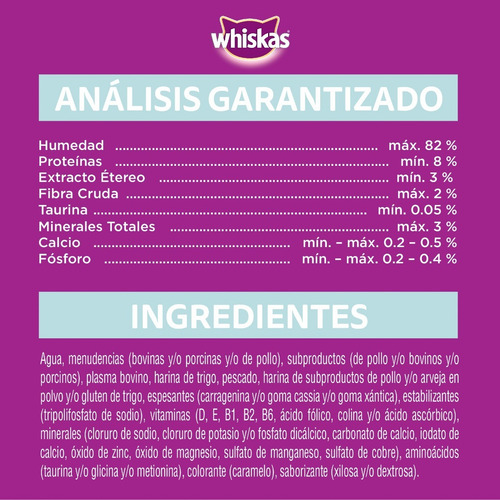Imagen 4 de 8 de Whiskas Alimento Húmedo Gato Pescado Soufflé Sobre 12un