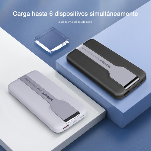 Power Bank 10000mah 22.5w Pd Carga Rápida Usb-c Lightning Blanco
