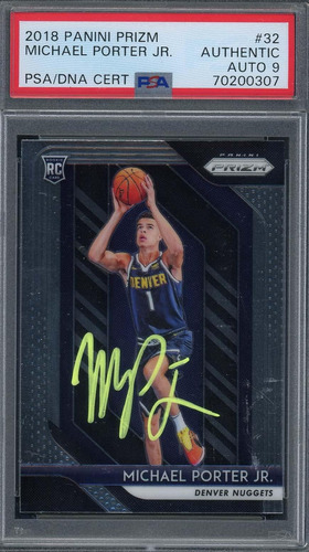 Michael Porter Jr 2018 Panini Prizm Tarjeta De Novato Firmad